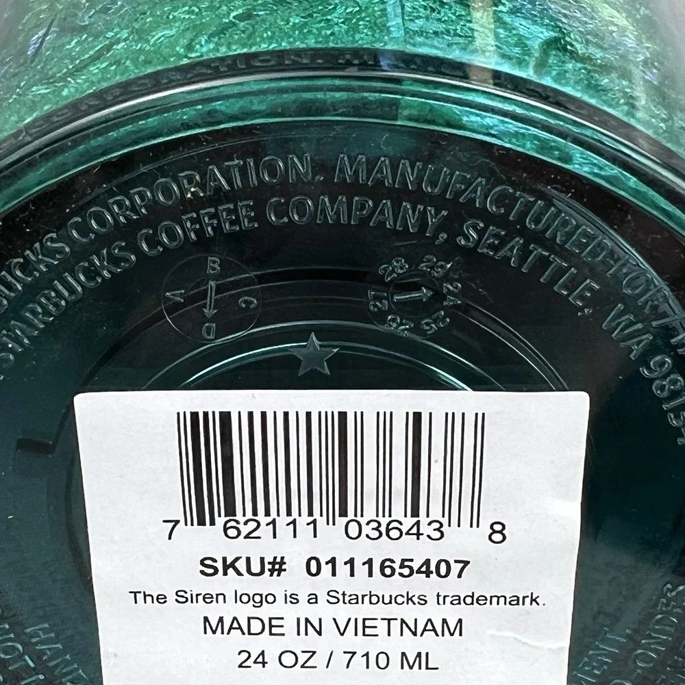 Starbucks Siren Mermaid 24 oz Cold Cup Iridescent Teal Tail Straw Top Tumbler